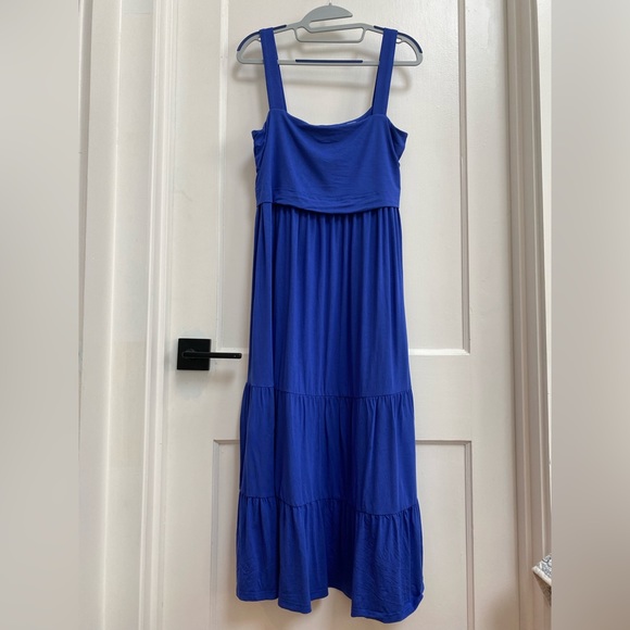 Seraphine Cobalt Blue Tiered Maternity & Nursing Midi Dress - Picture 2 of 2